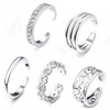 LEEQBCR 5 Pcs Sterling Silver Toe Ring Ladies Open Adjustable