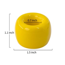 Airmoon Mini Ceramics Handmade Couple Toothbrush Holder Stand for Bathroom Vanity Countertops, Yellow, Pack of 2