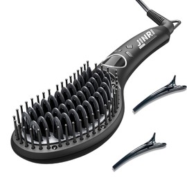 JINRI Hair Brush, Pumped-Up Volume, Hair Straightener, Adjustable Temp, 360 ° Tail Rotation, Lasting Volume, for Short Or Thin Hair, Volumizing Hair Straightener Brush, Black