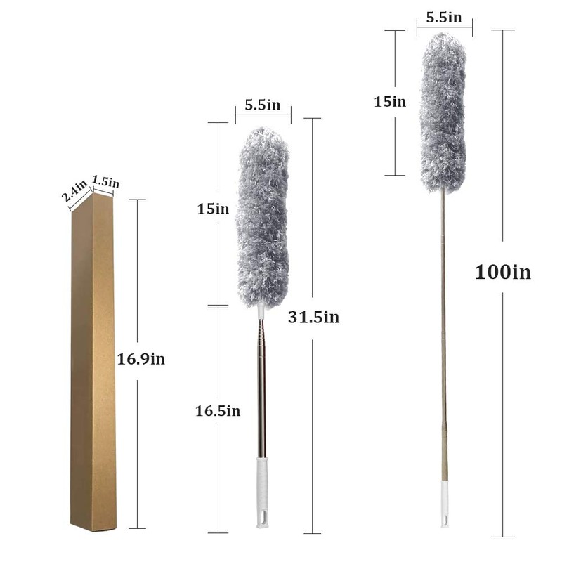 DELUX Microfiber Feather Duster Extendable Duster with 100 inches Extra