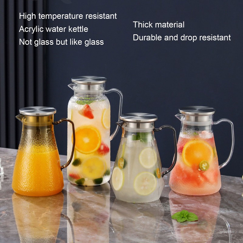 Water Pitcher with Lid and Handle 1500ml Acrylic Heat Resistant