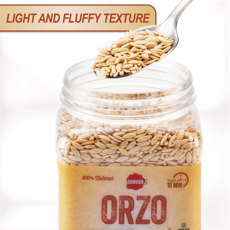 Baron’s Whole Wheat Orzo Pasta | 100% Natural Israeli Rice-Shaped