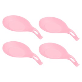 uxcell Silicone Spoon Rest, 7.68" x 3.74" Heat Resistant Kitchen Utensil Holder Spatula Ladle Rest for Counter Stove Top, Pink 4Pcs