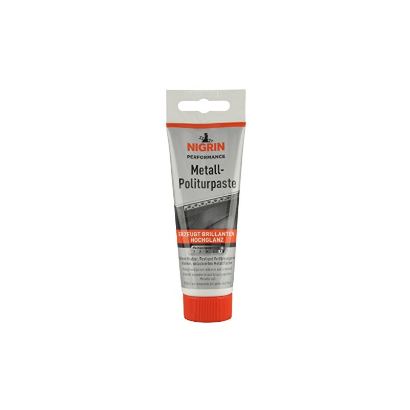 NIGRIN Performance Metal Polish Paste, 75ml Tube, Removes Stains, Rust