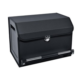 XCF Car Trunk Organizer, Leather Trunk Organizer with Lid and Push-pull Handle Car Storage Box for SUV, Minivan, Sedan (Black, 16.9 x 11.4 x 12.2in)