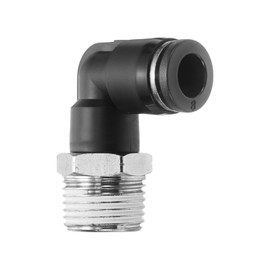 QUARKZMAN Push to Connect Fittings Male Elbow 5/16 Inch Tube OD x 3/8 Inch NPT Thread Plastic Quick Connect Air Hose Pneumatic Fitting Kit Push Lock Connector PL8-N03, Black