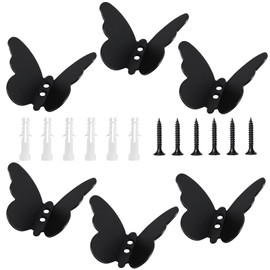 Ideal Swan 6 PCS Hooks for Shower - Stainless Steel Butterfly Shape Hooks, Essentials Elegant and Functional Home Storage Solution for Decor Bathroom Kitchen Home (Black)