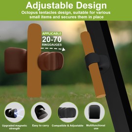 Golf Cart Accessories, 2 PCS Magnetic Holder, Adjustable Design Fits 20 to 70 Ring Gauge - Convenient Magnetic Clip Mount with Metal Pads for Golfing, Grilling, Outdoor Adventures, Black + Brown