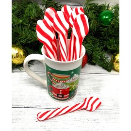 Candy Cane Peppermint Spoons – 2 doz – (4 packs of 6) Bundle with Bonus TDST Winter Wonderland Helper| Edible Candy Cane Spoons | Candy Cane Spoons for Hot Chocolate and Coffee