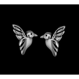 Mainland Silver Tiny Sterling Silver Hummingbird Stud Earrings