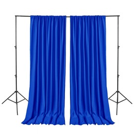 Hiasan Neon Blue Screen Backdrop Curtains for Parties, Polyester Photography Backdrop Drapes for Family Gatherings, Wedding Decorations, 5ftx10ft, Set of 2 Panels