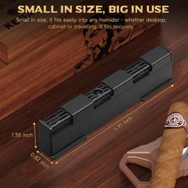 KEJIAR Cigar Humidifier, Innovative Sliding Lid Cigar Humidor Accessories for Men, Humidor Humidifier with Manual Humidity Control, Cigar for Men Care Specialist-2 Piece (Black)
