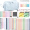 62PCS Aesthetic School Supplies with Cute Pencil Case, Pastel Highlighters