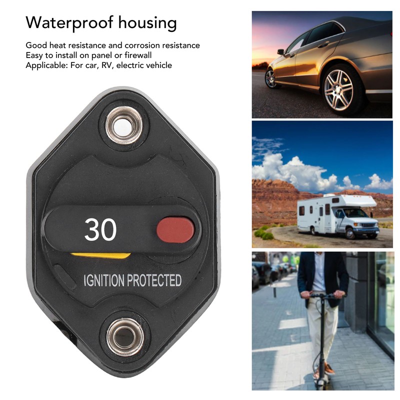 Circuit Breaker Fuse Overcurrent Protector Waterproof with Manual Reset Button