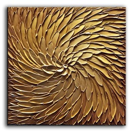 YaSheng Art -30x30inch Large Abstract Art Oil Paintings on Canvas Metal Golden Gradient Color Abstract Artwork Modern Home Decor Canvas Wall Art Ready to Hang for Living Room Bedroom