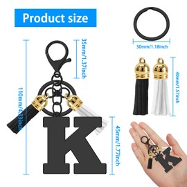 Vadaka Initial Letter Keychain Gifts for Women, A-Z Alphabet Initial Letter Key Chains with Cute Tassel Pendants Stainless Steel Letter Initials Charms for Purse Handbags Car Key Backpack Keyring(K)