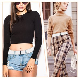 cobee Women Invisible Belt Adjustable Elastic Belt with Flat Buckle No Visible Waist Belt for Jeans Pants Dresses, White