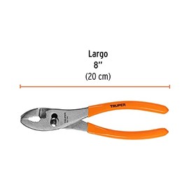Truper PCH-8, Pinza de chofer, mango de vinil, 8", negro con naranja