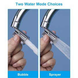 Hibbent Kitchen Tap Aerator, 2 Modes Faucet Aerator Adjustable 360-Degree Swivel Water Saving Faucet Sprayer Head Big Angle Sink Aerator Chrome, 22mm Female Thread