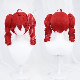 Shigane Tet Wig, Cosplay Wig, Red, Curly Hair, Wave, Bangs, Lolita, Women's, Small Face, Harajuku Style, Lolita, Events, Fashion, Wig, Heat Resistant, Imechen Wig with Net