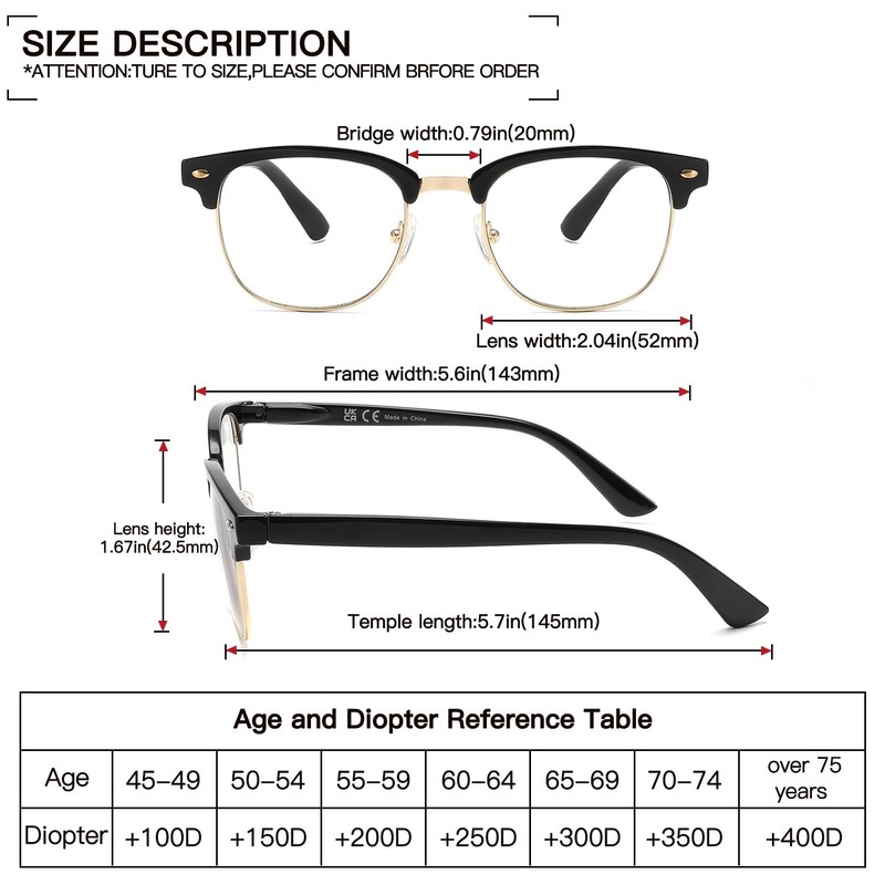 DONGDI Reading Glasses (4 MIX COLOUR, 1.5, Diopters)