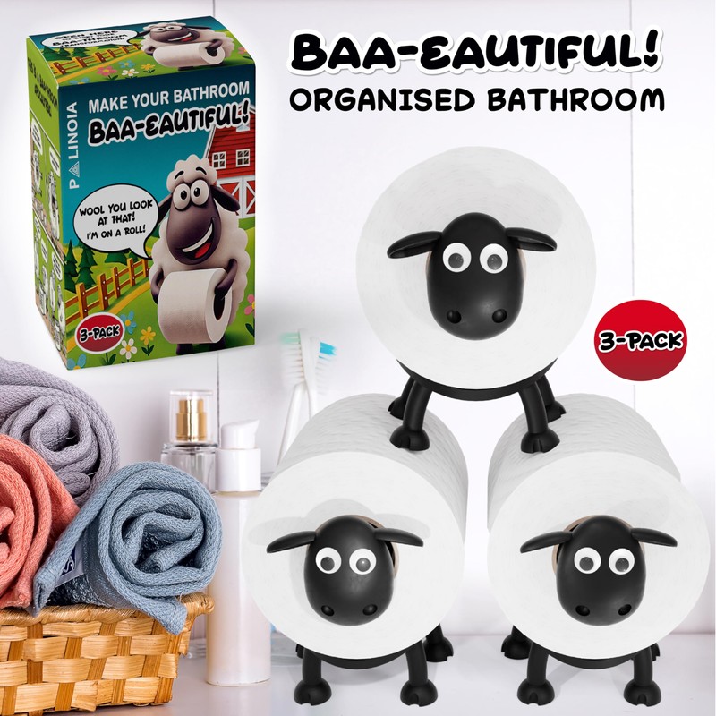 Black Sheep Toilet Paper Holder - Whimsical Free-Standing Bathroom Accessory