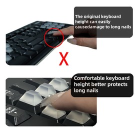 MERFUNTO Keycap Raised Pad for Nail Art Typing Adhesive Silicone Keycap Cover for Long Nails, Compatible with Laptop and PC Keyboard (Square, 80 PCS)