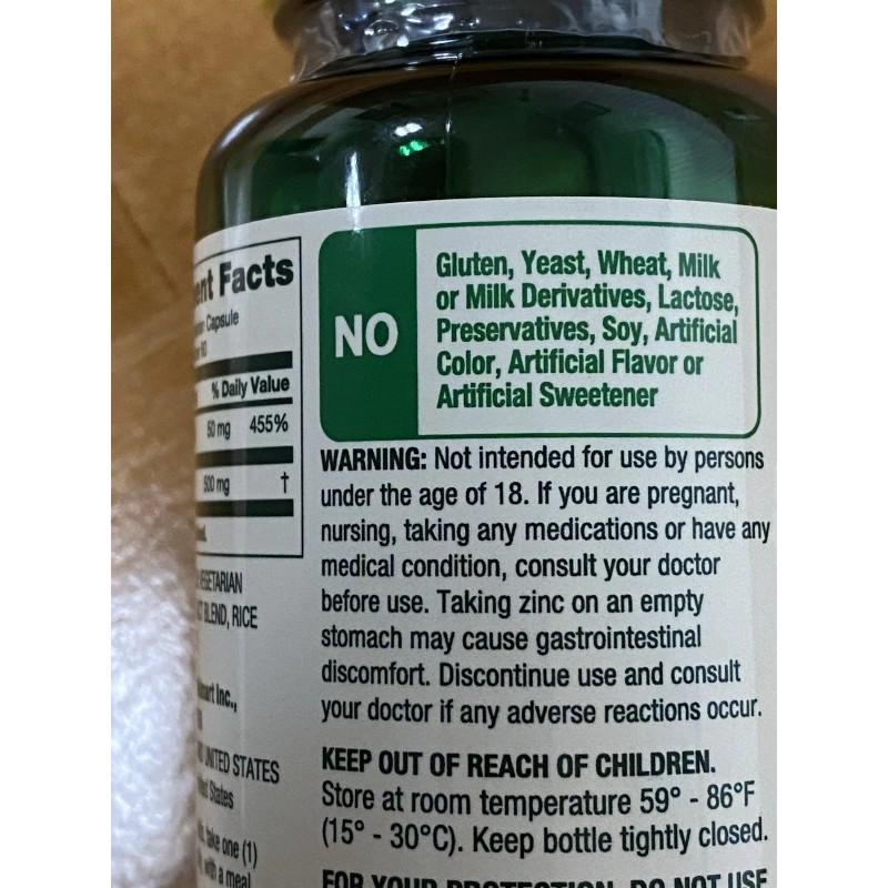 SPRING VALLEY QUERCETIN SUPPLEMENT WITH ZINC 500 MG 60 VEG