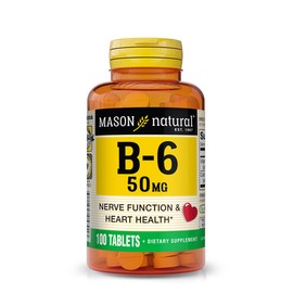 MASON NATURAL Vitamin B6 50 mg with Calcium - Healthy Heart, Supports Muscle and Nerve Function, Improved Energy Metabolism, 100 Tablets