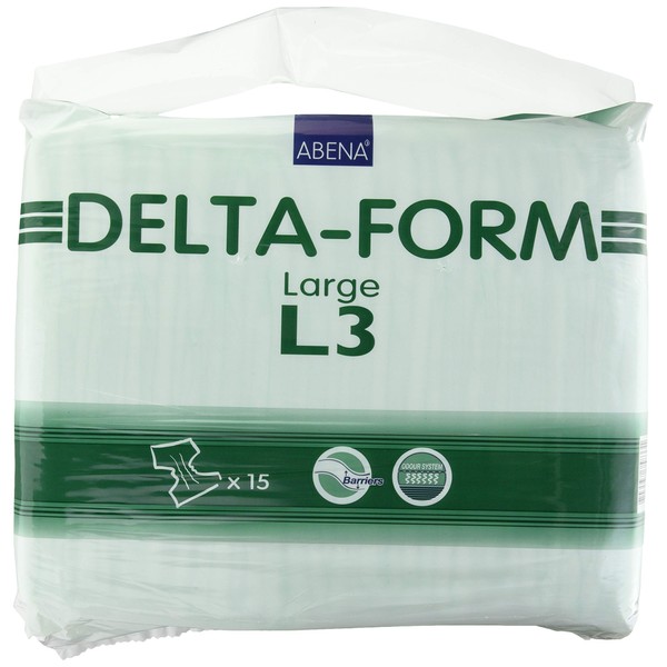 Abena Delta-Form Adult Incontinence Briefs, Level 3, (Medium To Large Sizes) Large, 15 Count