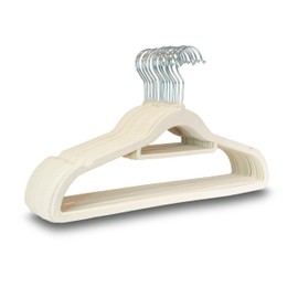 UTTAM Velvet Hangers 20 Pack - Thin Non-Slip Clothes Coat hangers with Tie Bar and 360 Degree Hook for Home Storage Durable, Sturdy for Suits, Jackets (Cream, 20 Pack)