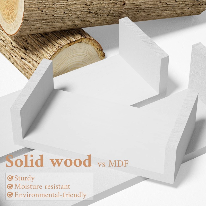 SRIWATANA Floating Shelves Wall Mounted, Solid Wood Wall Shelves, White