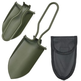 Jinsion Folding Shovel, Stainless Steel Mini Garden Shovel, Outdoor Garden Small Metal shovel, Multifunctional Folding Spade with Carrying Pouch for Survival Camping, Hiking, Fishing, Car Emergency