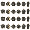 KitBeads 60Pcs 6 Styles Black Tarot Charms Enamel Magic Circle