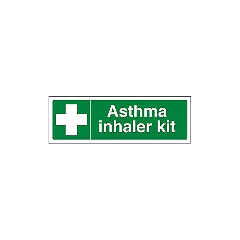 V Safety Asthma Inhaler Kit Sign - 300mm x 100mm