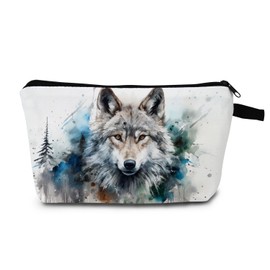 MoCaliduccious Wolf Makeup Bag for Women Travel Cosmetic Organizer Bag Teacher Appreciation Gifts Small Zipper Toiletry Bag