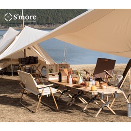 S'more Folding Picnic Table, Portable Camping Table with Carry Bag, Wood Outdoor Table for Picnic, Camping, Travel, Party, Beach, Garden, Patio, gailgating, BBQ,Easy to Assembly (M Size-90cm)