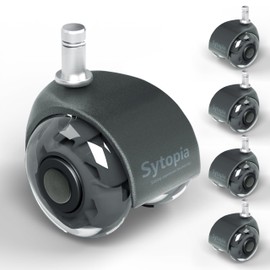 Office Chair Wheels 2" Desk Chair Caster Wheels Smooth Roller Style Quiet for Carpet and Hardwood Floors Universal Fit 11x22 mm Set of 5 Dark Grey