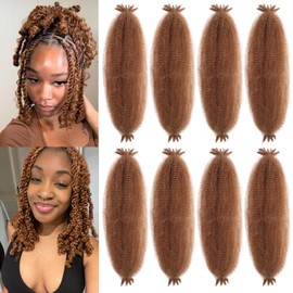 Samtress Springy Afro Twist Hair 18 Inch Pre-Separated Kinky Marley Twist Braiding Hair Soft Synthetic 8 Packs Pre-fluffed Natural Spring Twist for Faux Locs Natural Afro Kinky Curly Hair (#27)