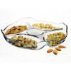 Pasabahce Glass Divided Serving Tray, Clear Relish Dish, 5 Section