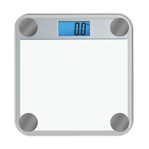 Eat Smart Digital Bathroom Scale, Highly Accurate Digital Bathroom Scale for Body Weight, 440 lb Capacity, Large Durable Glass Platform, Step On Technology, Silver