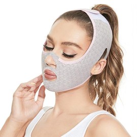 IKOPFLN V Gesichtsmasken,Wiederverwendbare V-Linienmask,Gesichts-Schlankheitsgurt für Doppelkinn und schlaffe Gesichtshaut