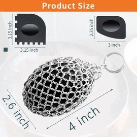 Chainmail Scrubber,Ergonomic Rugby Shape Desigs Cast Iron Cleaner Scrubber for Pan Pot Grill-Grill Scrubber Metal Scrub Sponge Skillet, Oven, Griddle, Wok Cleaning Brush
