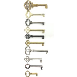 Metal Magery - Skeleton Key Set Reproduction for Antique Furniture - Cabinet Doors, Grandfather Clocks, Dresser Drawers, Roll Top Desk Locks - Updated Keys | Set of 10 Keys