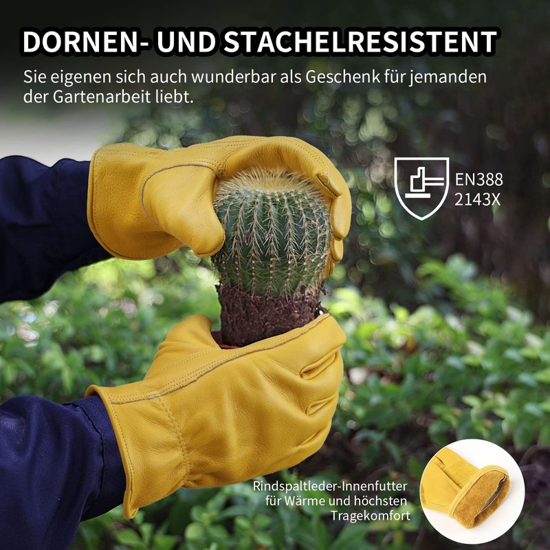 Ozero Work Gloves, Leather Gloves for Working, Gardening, 1 Pair