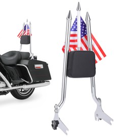 Bravema 27 inch Motorcycle Rear Passenger Sissy Bar Backrest, Detachable Cushion Pad Fit for Harley Touring Road King Street Glide Road Glide Electra Glide 1997-2008 (Chromed Silver)