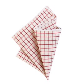 DonDon Men's Pocket Square 23 x 23 cm Set of 2 with Matching Bow Tie 12 x 6 cm Multi-Coloured Cotton Checked, Chequered White and Red