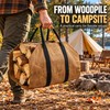 Waxed Canvas Firewood Carrier Bag with Reinforced Handles, Water-Resistant Log