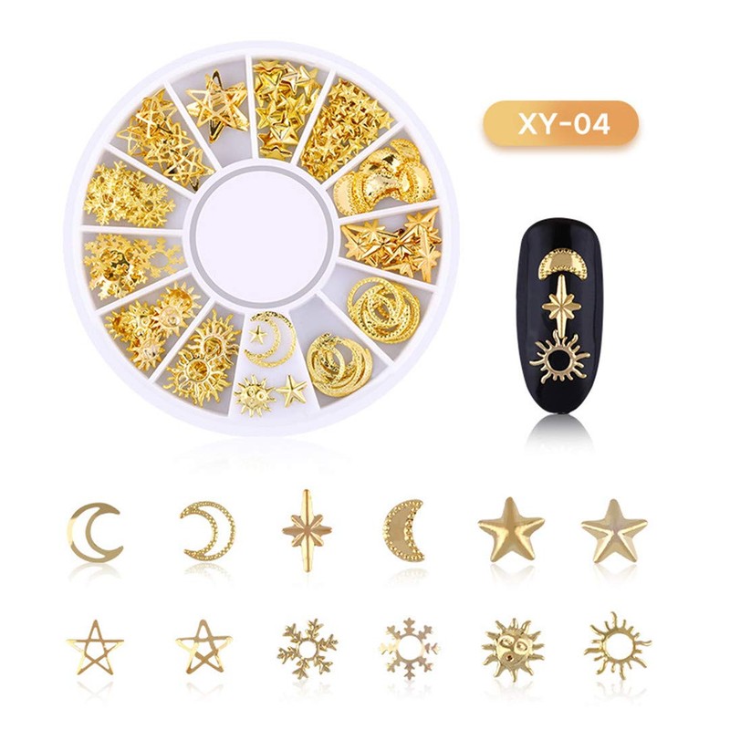 6 Boxes Nail Art Studs - 3D Decorations Alloy Gems