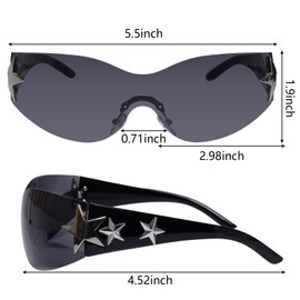 Product image Nydotd Rimless Y2K Sunglasses Wrap Around Trendy Glasses for Women Men Frameless Sun Glasses 2000S Fashion Cool Shield Shades (Black Frame/Black Lens)